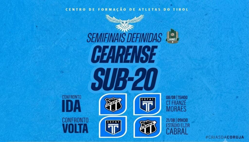 Semifinal definida: Tirol enfrenta o Ceará por vaga na decisão do Cearense Sub-20